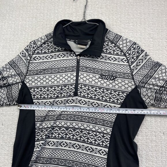 SWIX Base Layer Long Sleeve 1/2 Zip Wom L Nordic Pattern Black White Ski / Hke - Picture 6 of 13